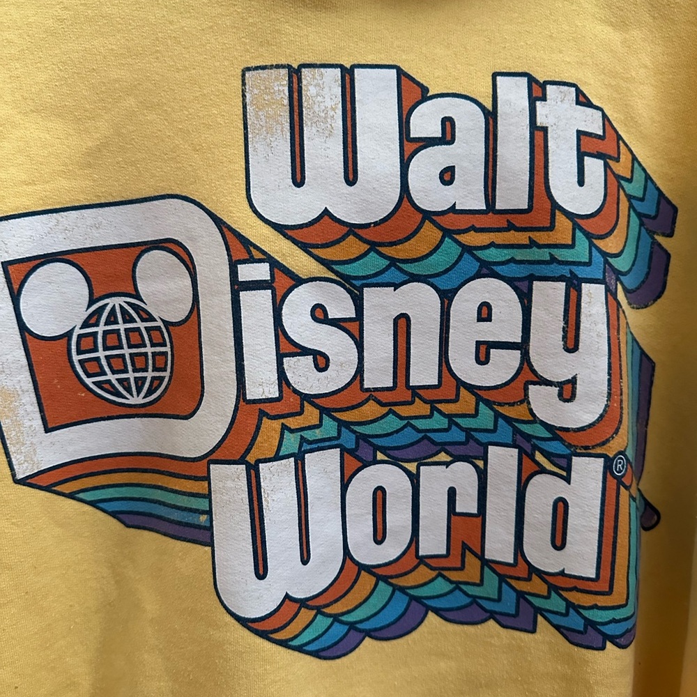 Disney Yellow Walt Disney World Crewneck Hoodie Large - Picture 2 of 8